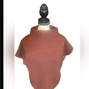 Kenneth Cole Ribbed Mock Neck Short Sleeve Sweater Brown